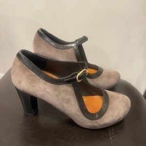 Chie Mihara suede Mary Jane block heel shoes Sz 37